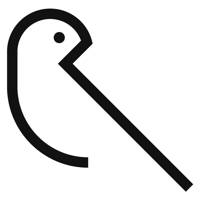 An icon of a ladybug with a simple, black outline on a black background.