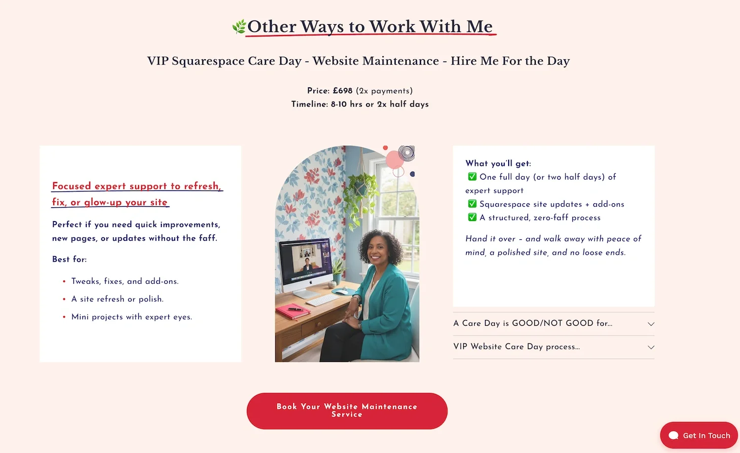 Example combining colour with checkmark icons for web colour contrast accessibility
