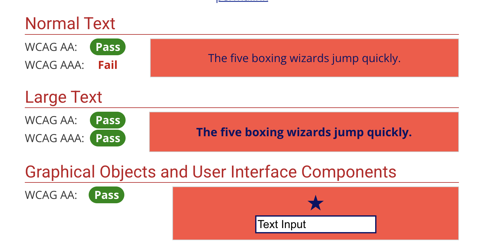 Screenshot showing WebAIM web colour contrast Checker in action
