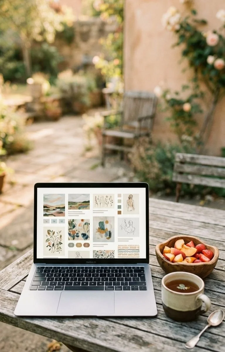 Pro website designer setup outside with laptop on table