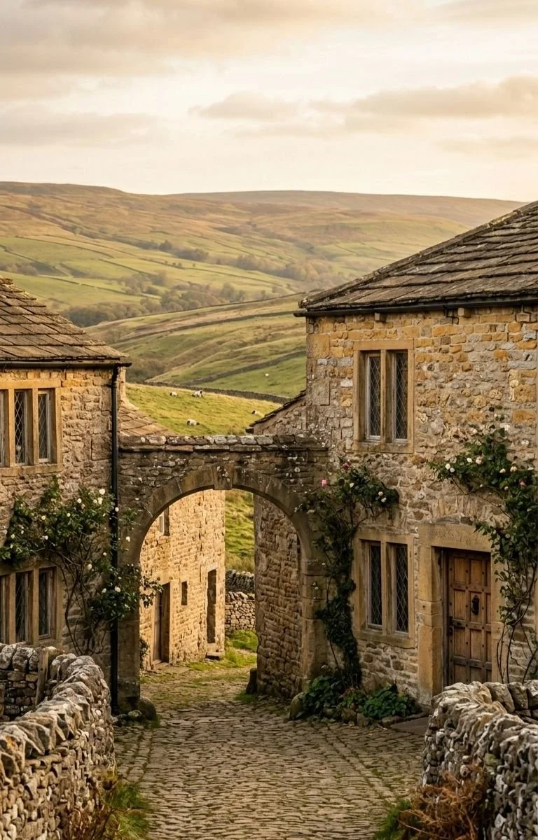 Limestone cottages in Yorkshire Dales representing the grounding nature of working with a professional Squarespace Web Designer