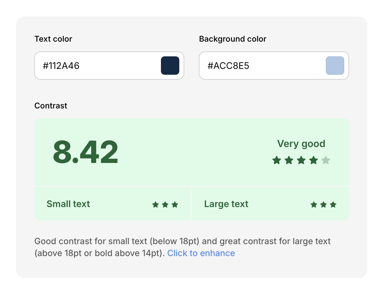 Coolors web colour contrast checker example
