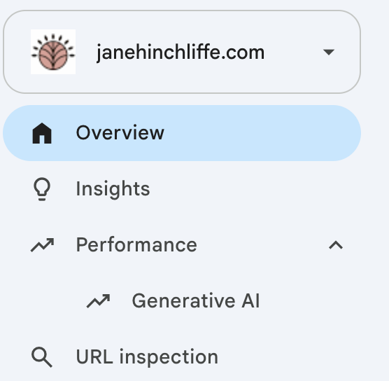 Screenshot showing Generative AI from Google Search Console