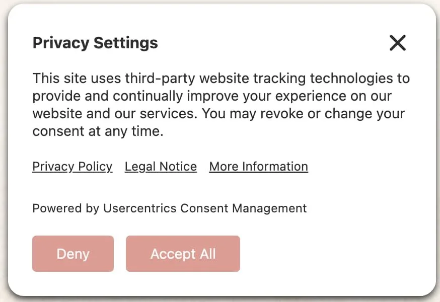 Squarespace privacy policy screenshot example on my website