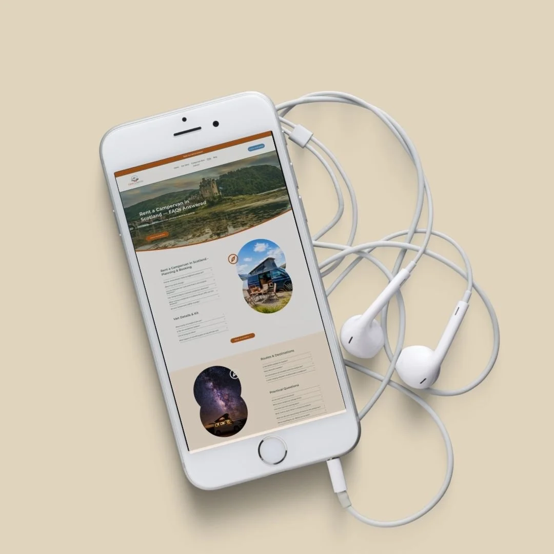 iPhone mockup of a Custom Squarespace Booking Website for a Campervan Business