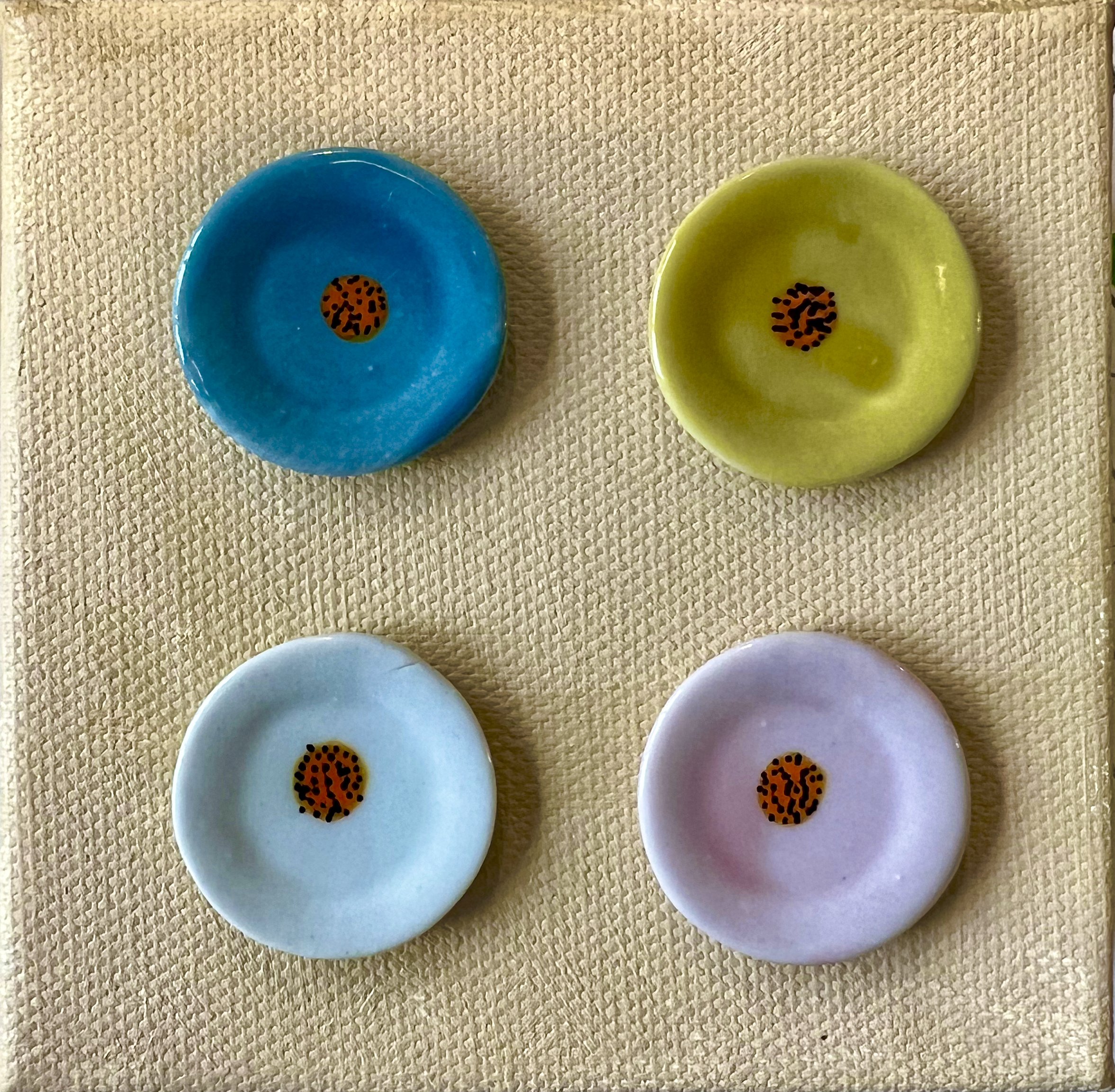 Artwork titled 'plated pomanders', 4” x 4”  Acrylic paint on canvas (2023)