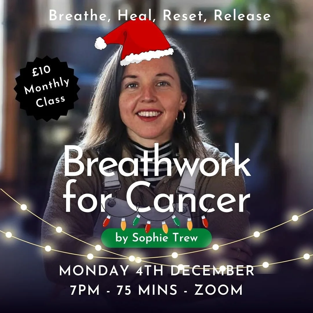 ✨Join me for "Breathwork for Cancer" Online Workshop on Zoom ✨

👉Tomorrow! Embrace a moment of deep relaxation on Monday, December 4th, as we gather online for a special festive &ldquo;Breathwork for Cancer" workshop via Zoom. 🌬️

In