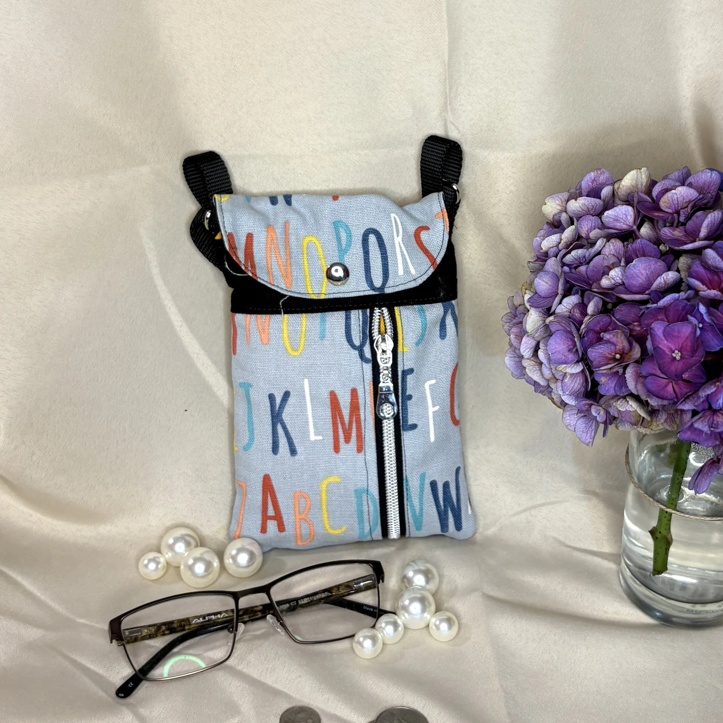 Alphabet Soup (silver zipper)