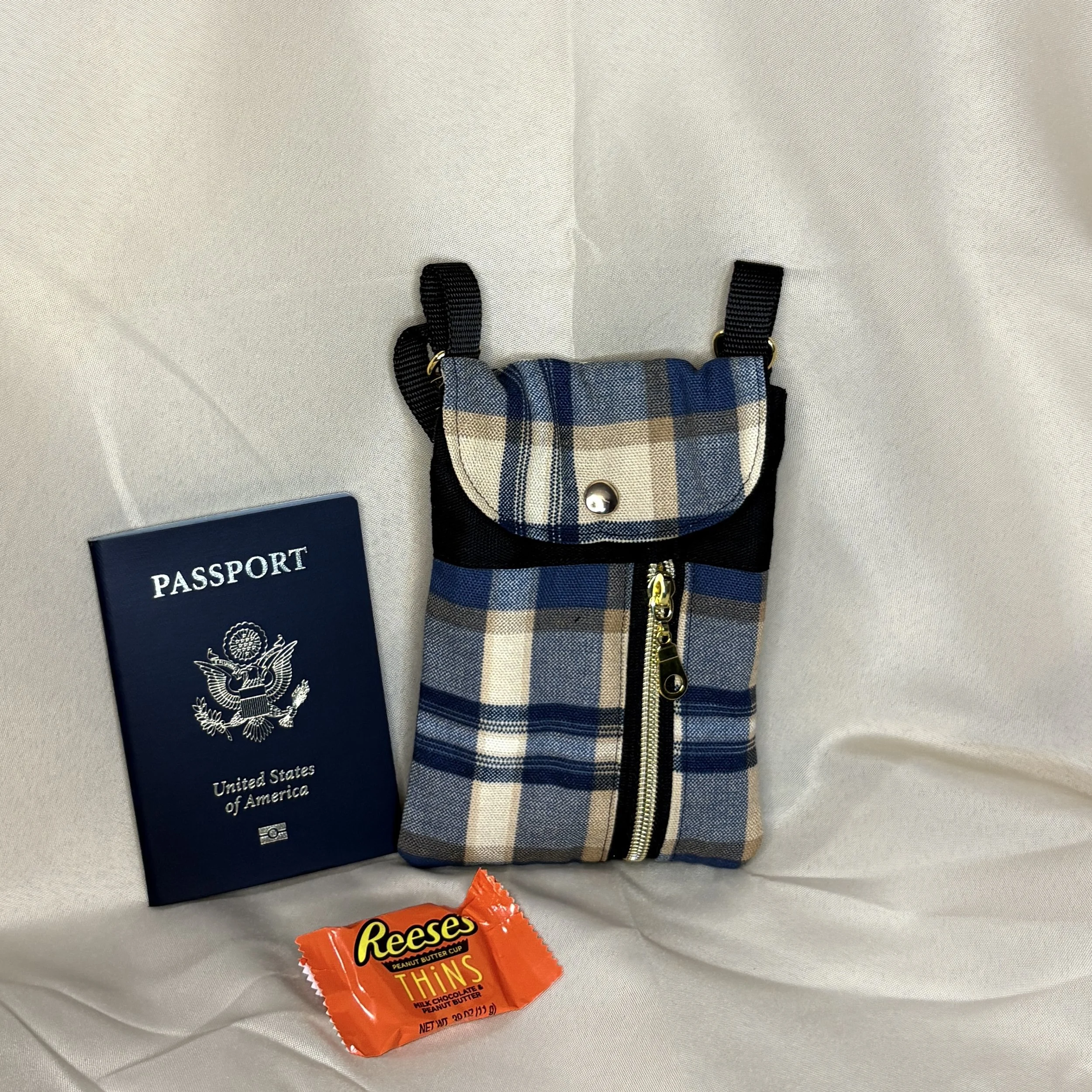 Blue plaid (gold zipper)