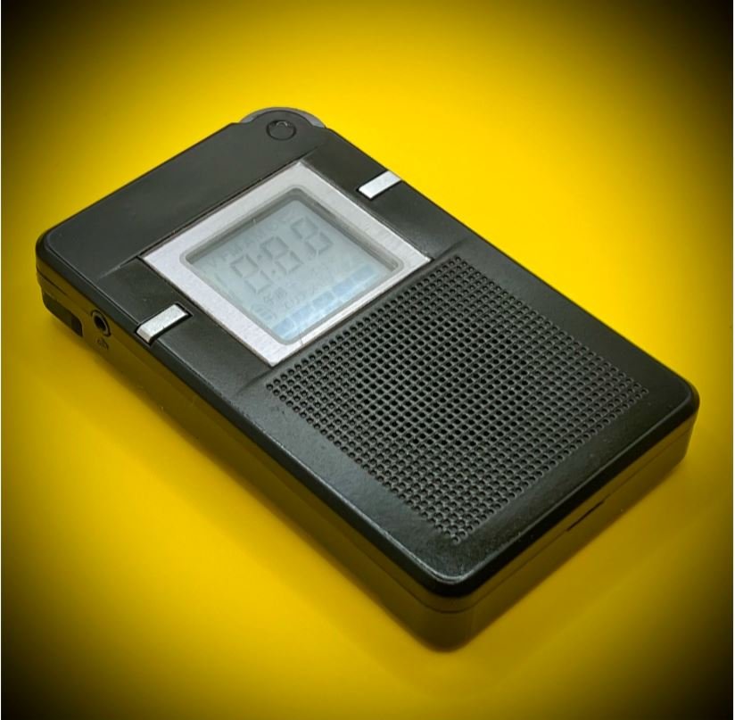 Black Panabox Spirit Box angled view - AM Sweep Ghost Box for Paranormal Investigation