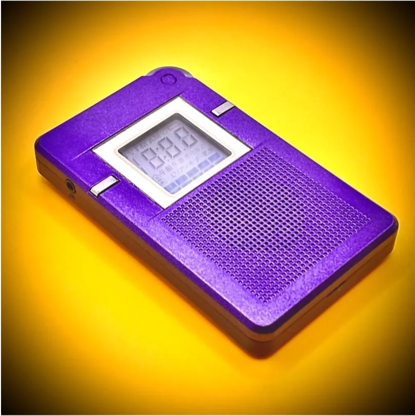 Purple Panabox Spirit Box angled view - AM Sweep Ghost Box for Paranormal Investigation