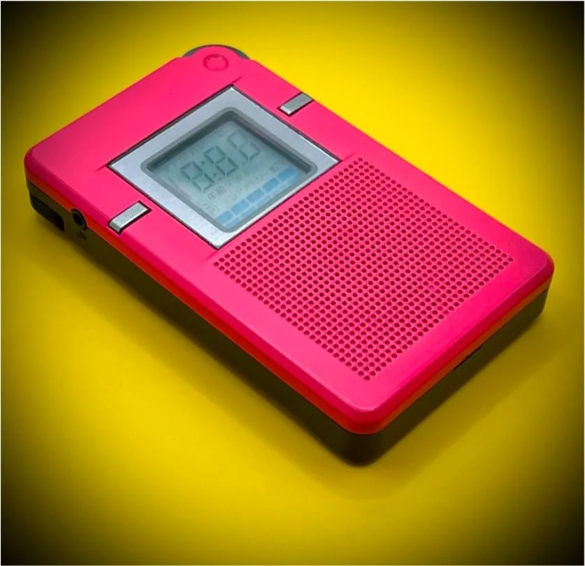 Hot Pink Panabox Spirit Box angled view - AM Sweep Ghost Box for Paranormal Investigation