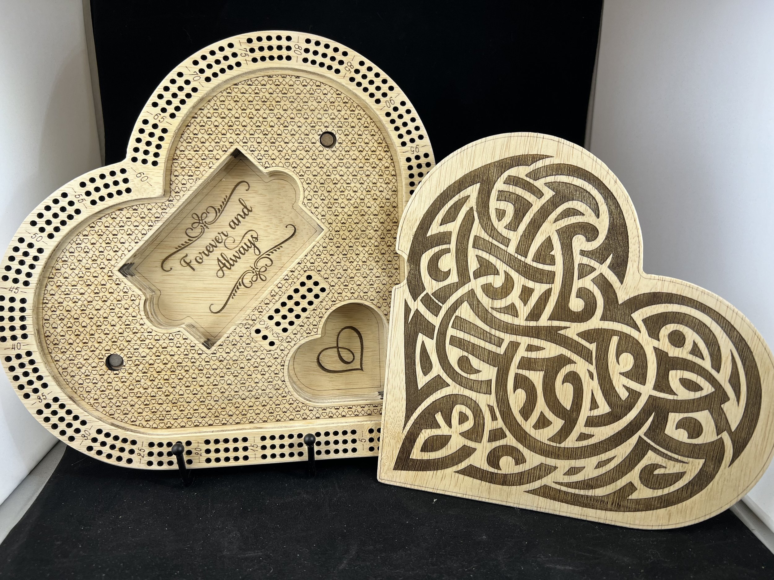 Celtic heart cribbage board