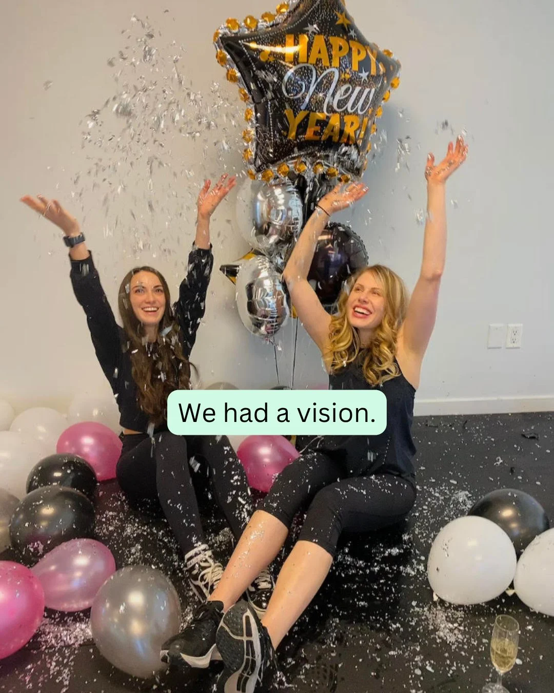 Three years ago today, we opened our doors.⁠
⁠
But this photo was taken earlier that year, the day we got our keys.⁠
No bikes. No build. No studio. Just an empty space, a vision, and a lot of unknowns. (And yes&hellip; New Year&rsquo;s balloons becau