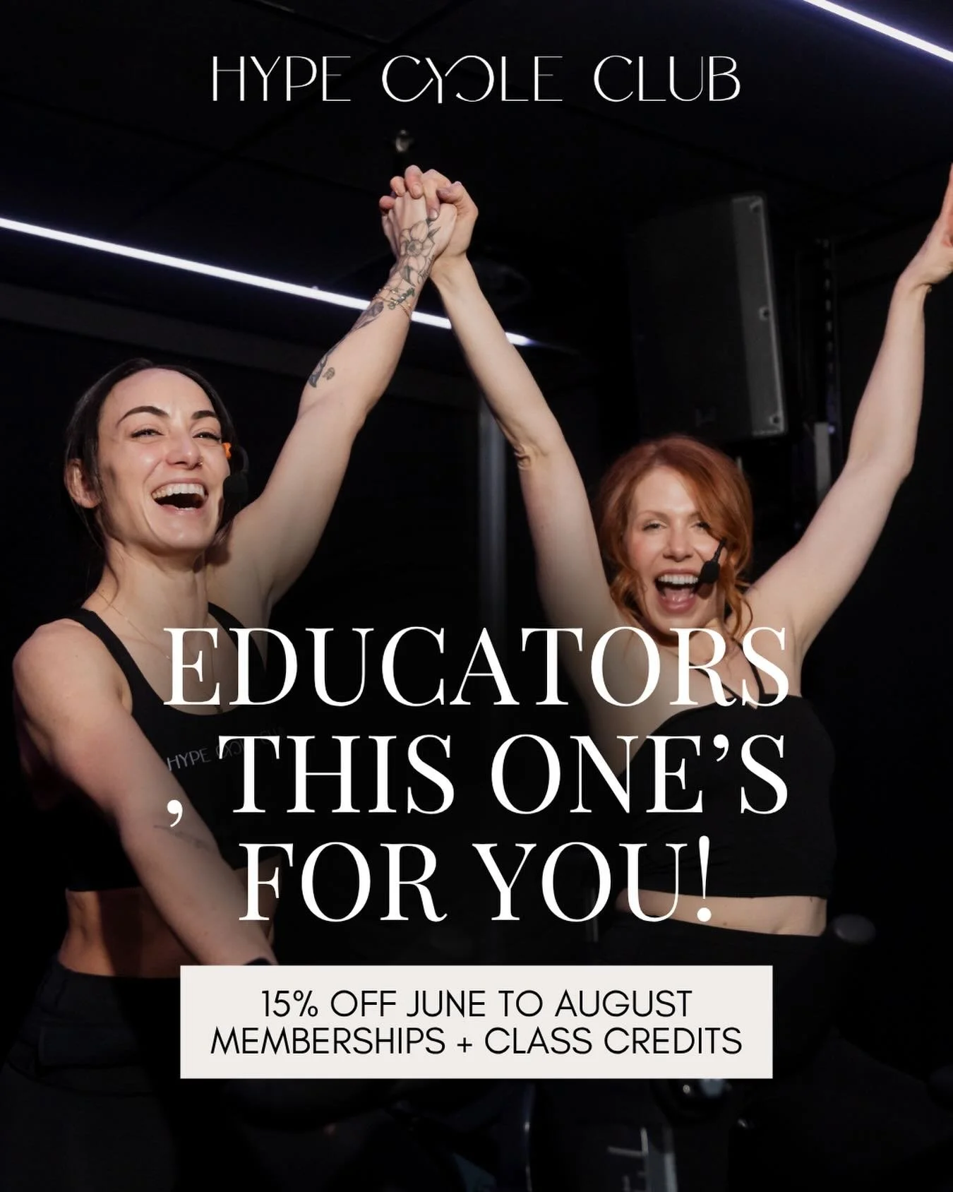 🍎SUMMER EDUCATOR DISCOUNT🍎⁠
⁠
As a thank you for everything you do throughout the school year, we&rsquo;re offering 15% off all class credit packages and memberships from June through August 🖤⁠
⁠
This offer is available to all school-employed staf