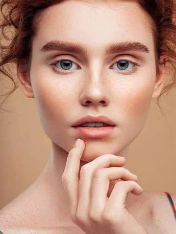 Red haired woman with freckles