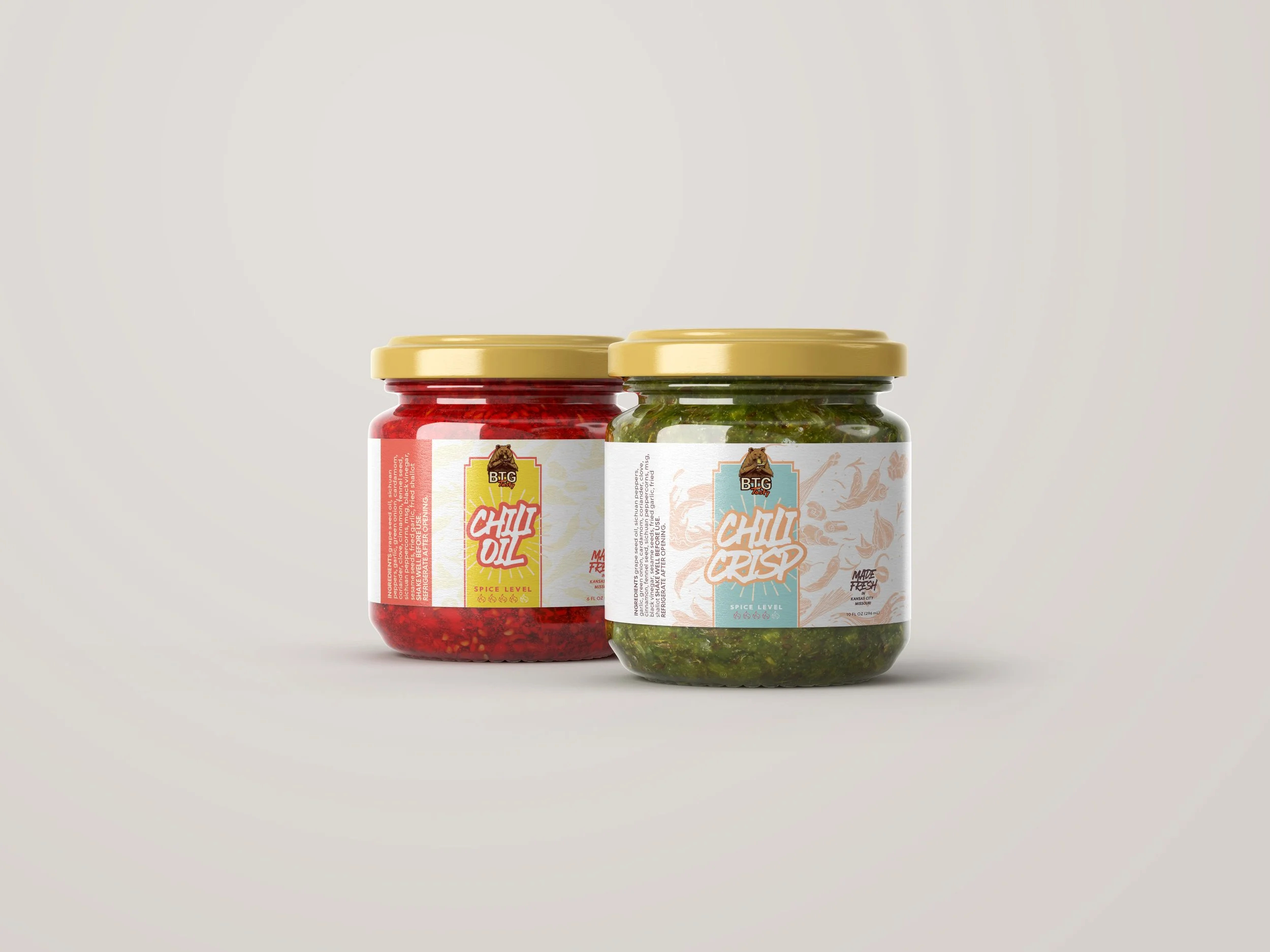 Illustrated label and packaging design for chili oil and hot sauce