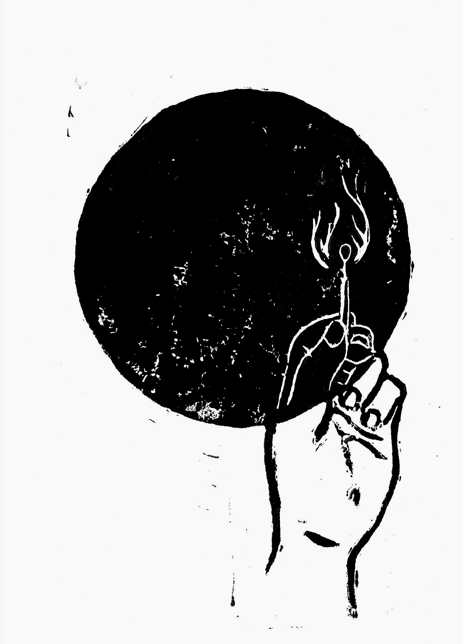 flame bearer, linoleum block print (multiple)