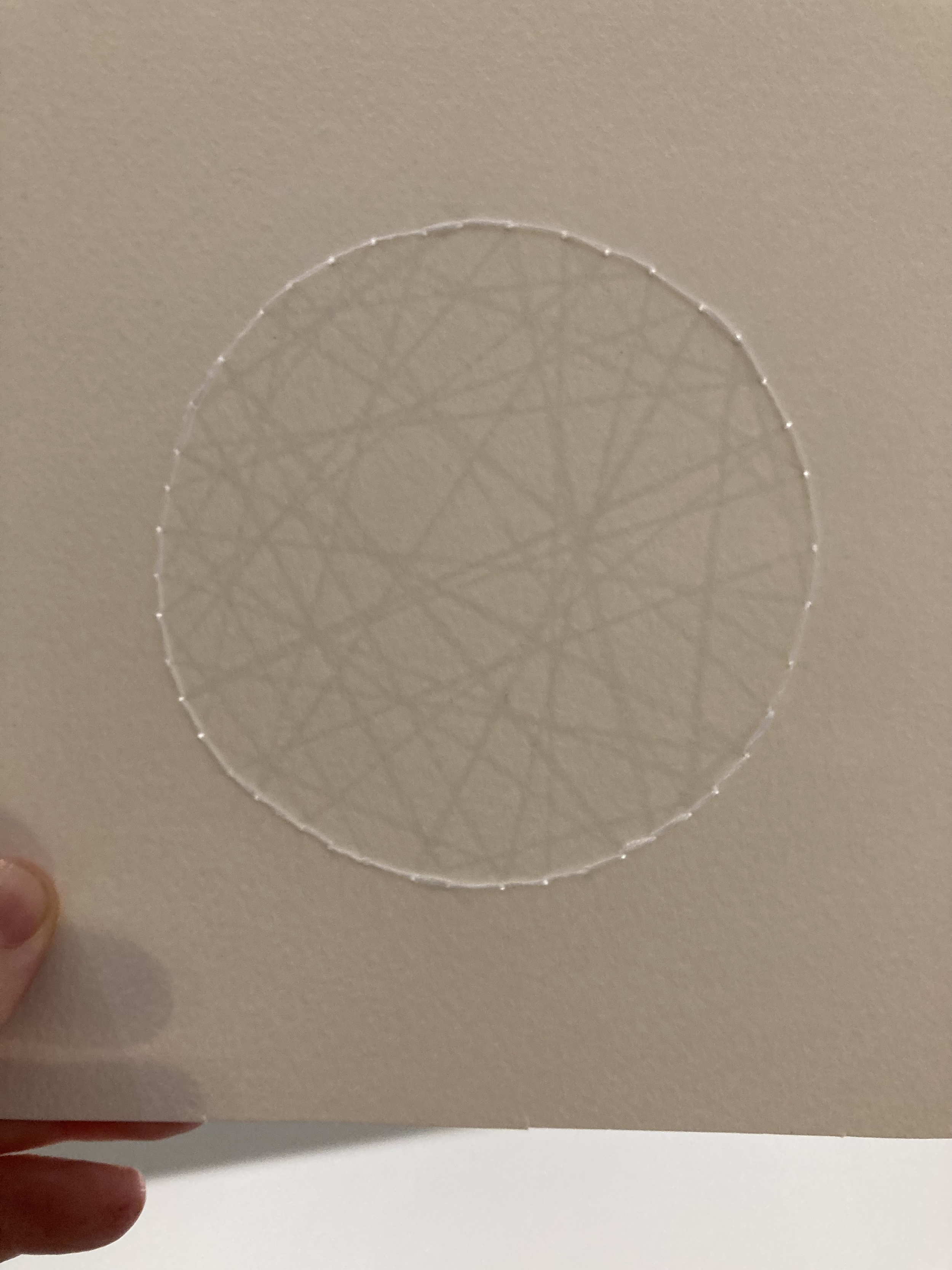 o one (front view), embroidery on paper, 2021. for "in relation", a collaboration with Alex Bilodeau and Hiddy Lee