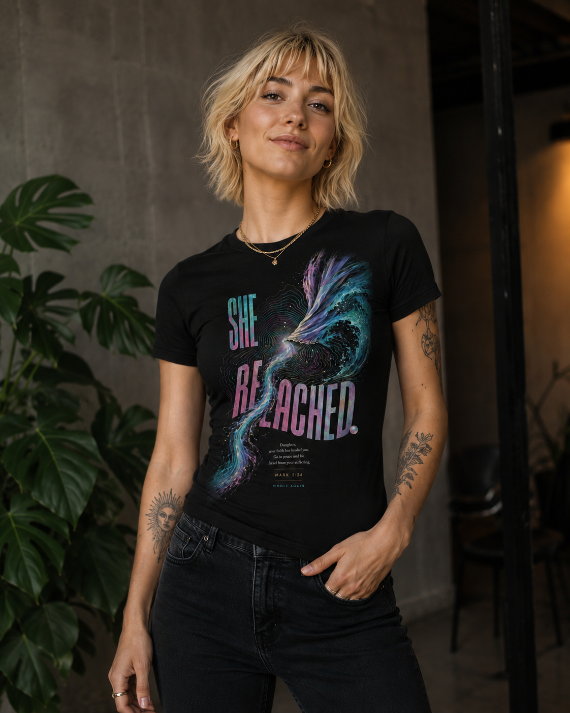 She Reached Women’s basic softstyle t-shirt