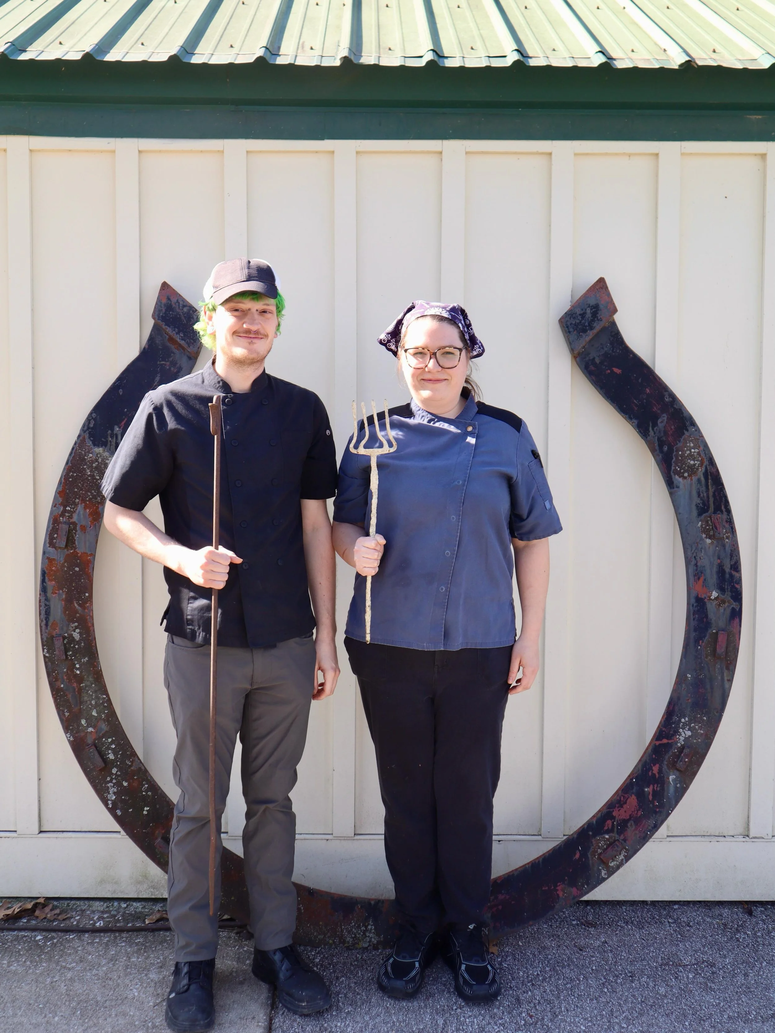 We love these goobers! Chef David is our sous chef at @hollyhillevents_ky at Fasig Tipton and Chef Hannah is the culinary mind behind @pennyslex (catch her new menu and Wednesday Tapas night) 

But both talents can be found in both places, doing what