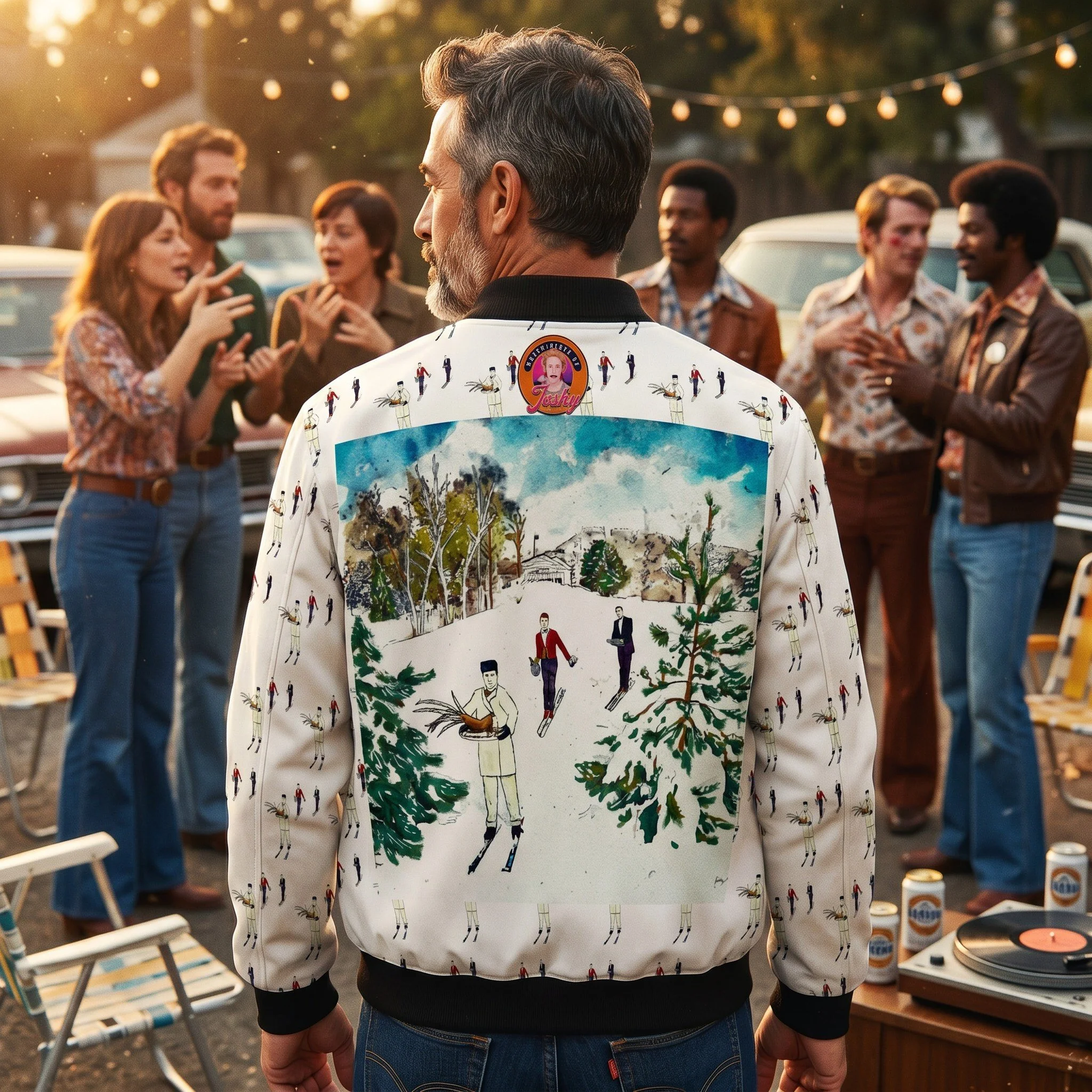 Skiing Waiters | Stowe Winter Luxury Bomber [Orange Quilted Lining]