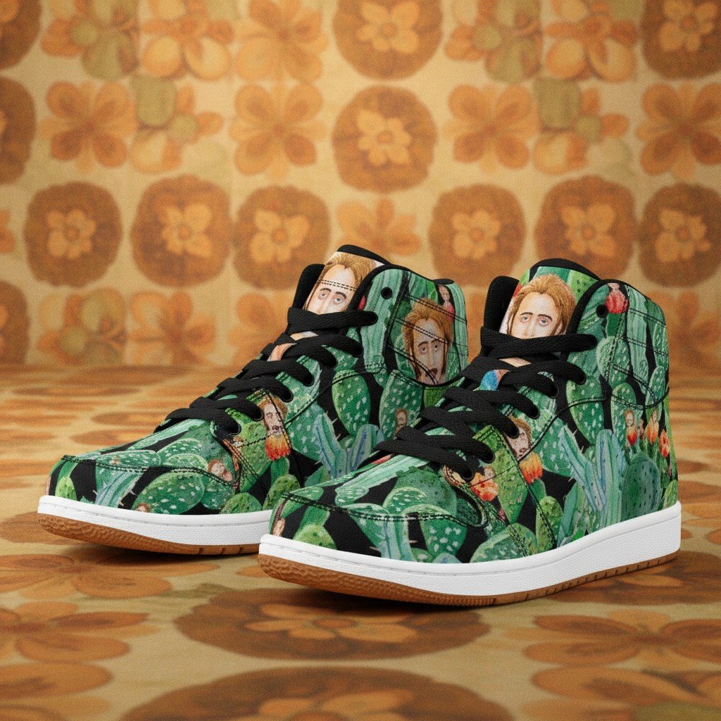 Nicolas Cage Cactus Acid Trip Men’s High Top Sneakers