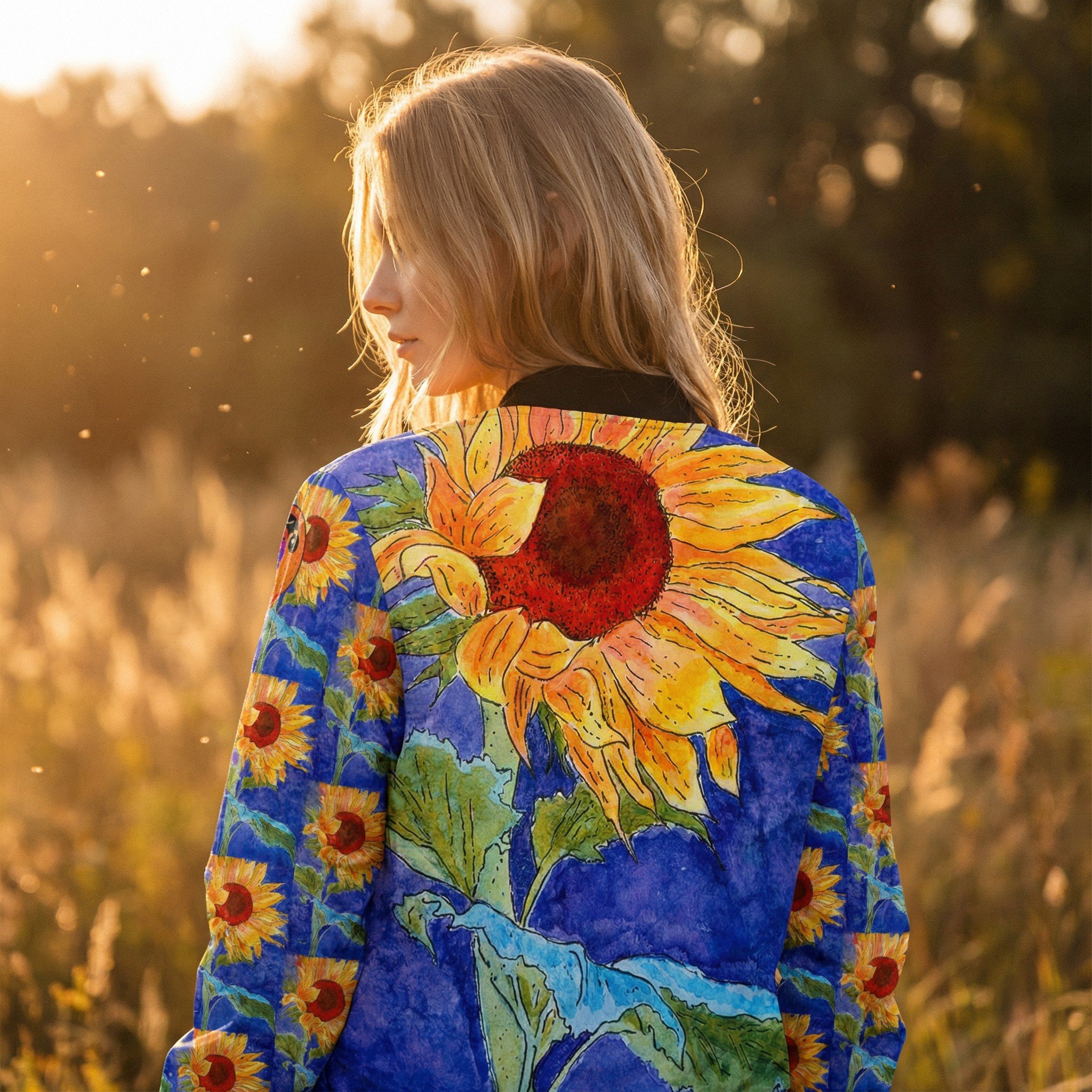 Watercolor Sunflower Bomber Jacket