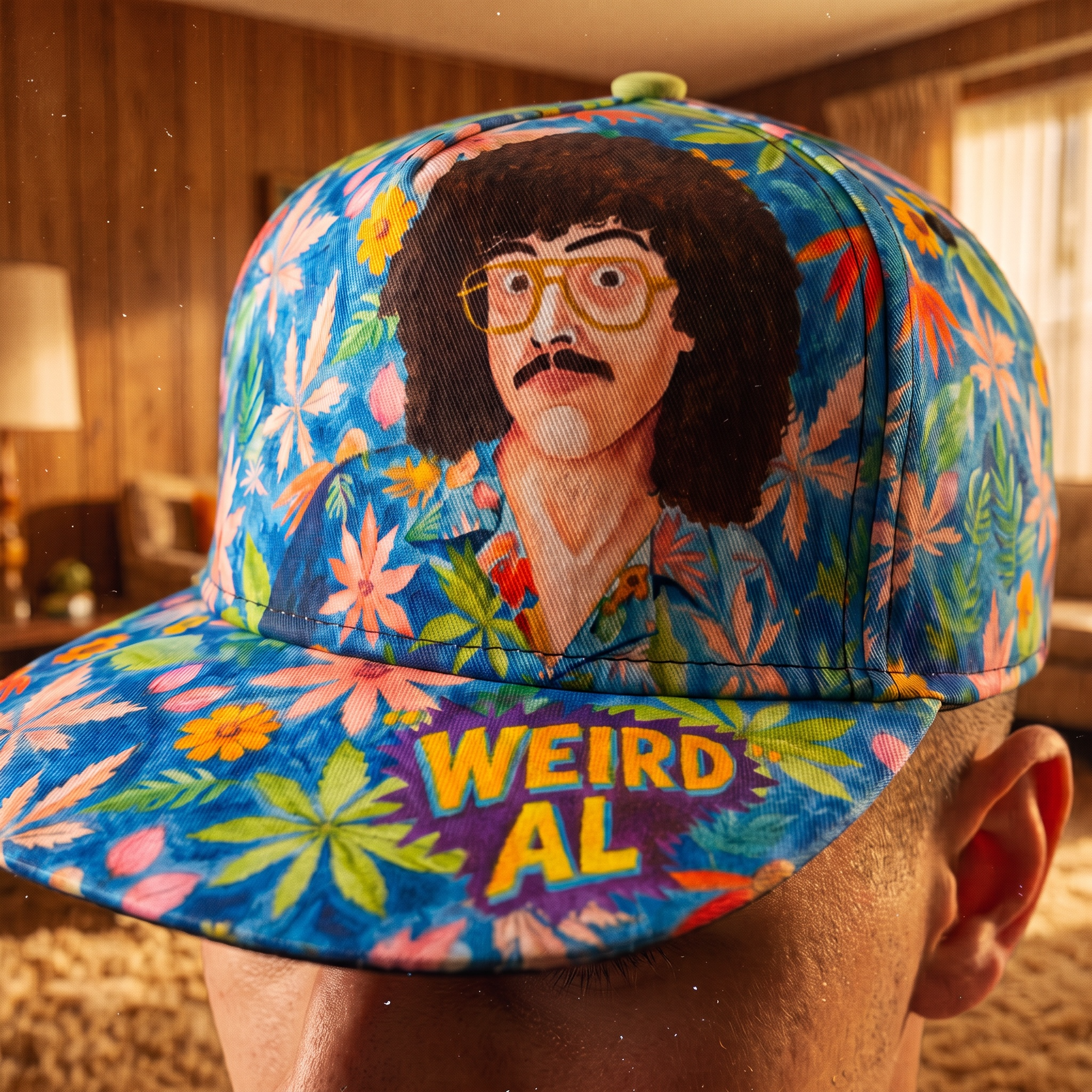Weird Al Yankovic Retro Floral Flat Bill Hat