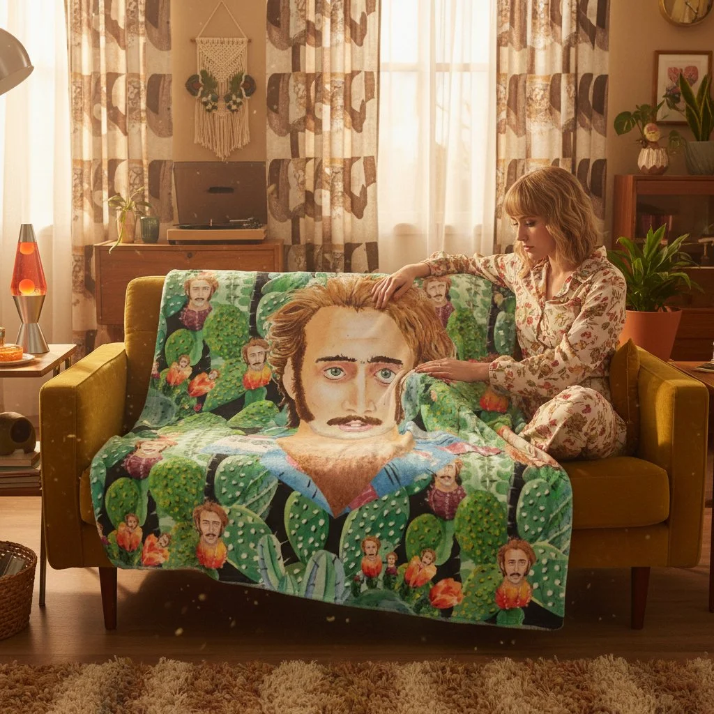 Retro Nicolas Cage "Raising Arizona" Artisan Velveteen Plush Throw Blankets
