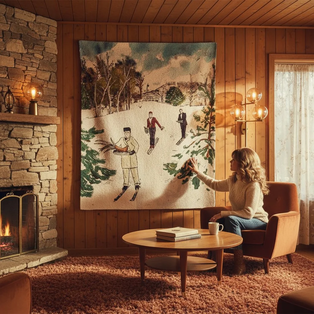 Vintage Stowe Waiters Skiing Indoor Wall Tapestry