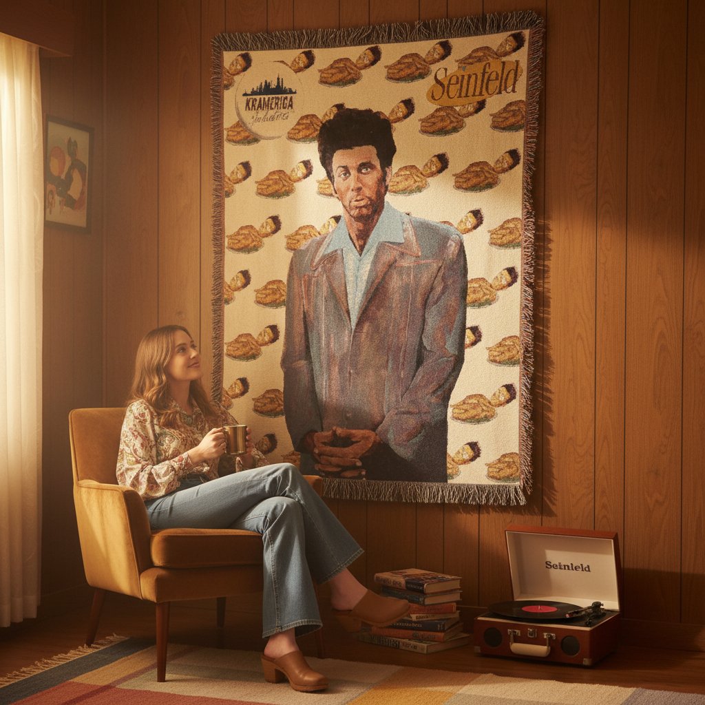 The Kramer Artisan Woven Blanket - 90s Seinfeld Cosmo Kramer Turkey Art Throws