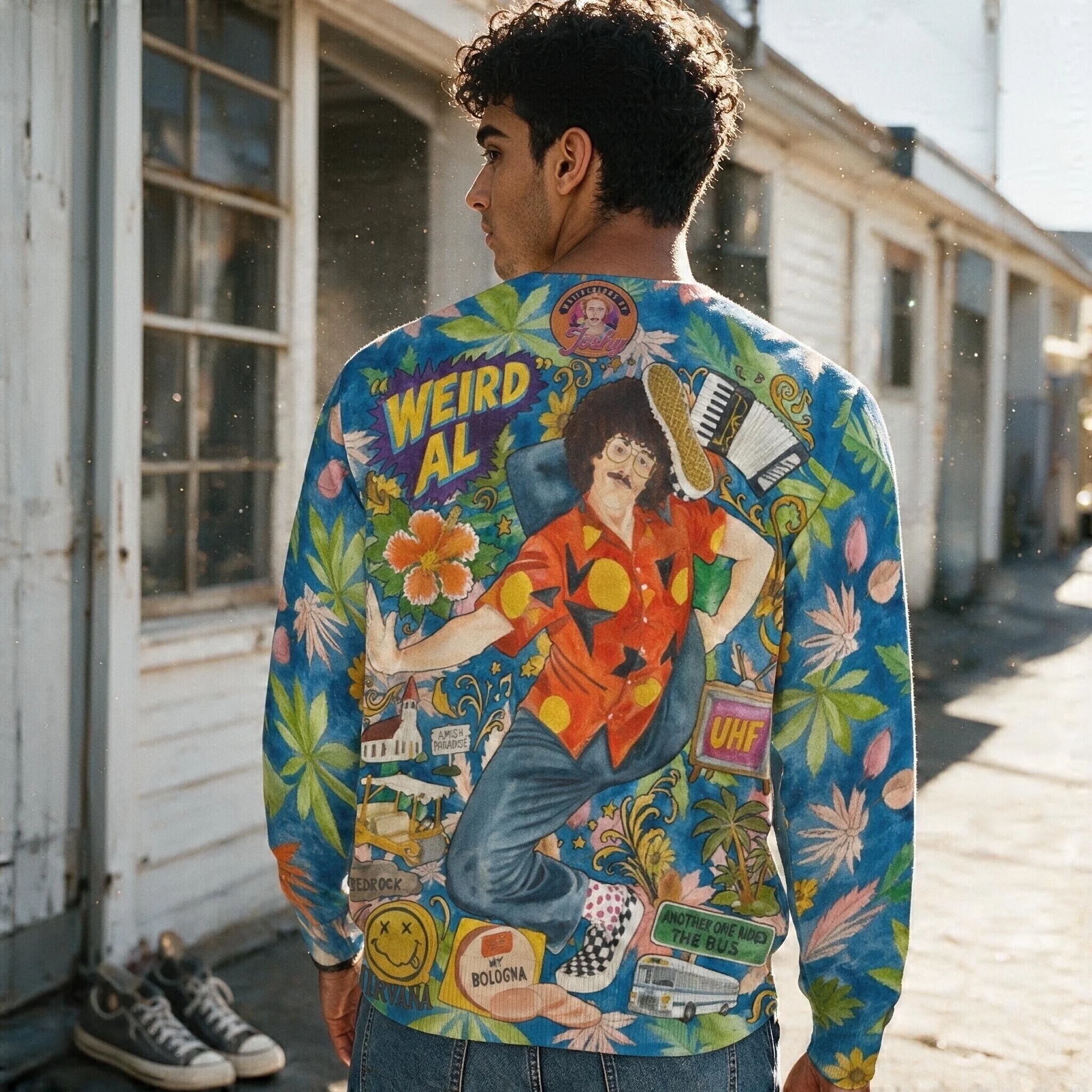 Weird Al Yankovic Retro Tropical Floral Sweater
