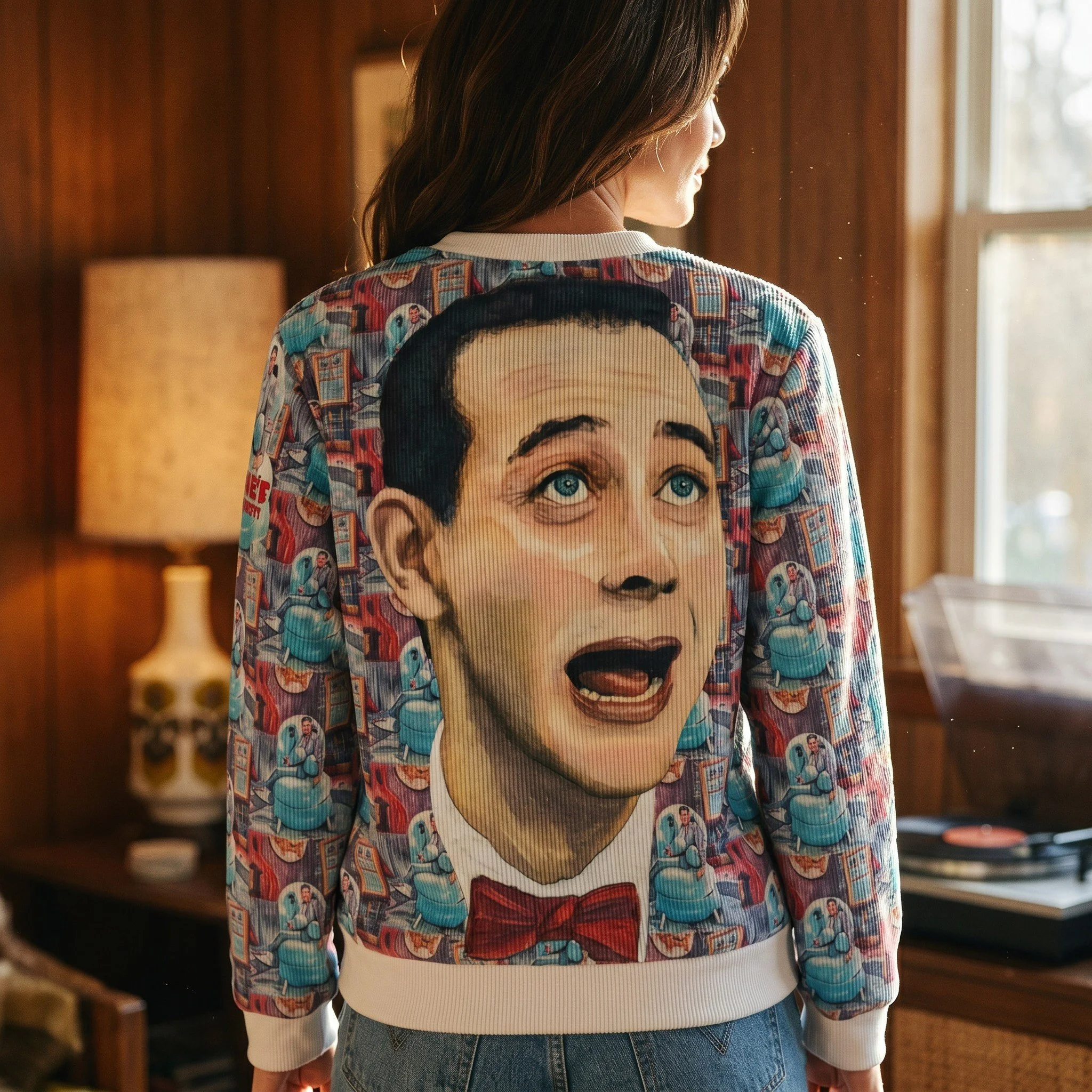 Pee-Wee Herman & Chairry Retro Corduroy Cardigan