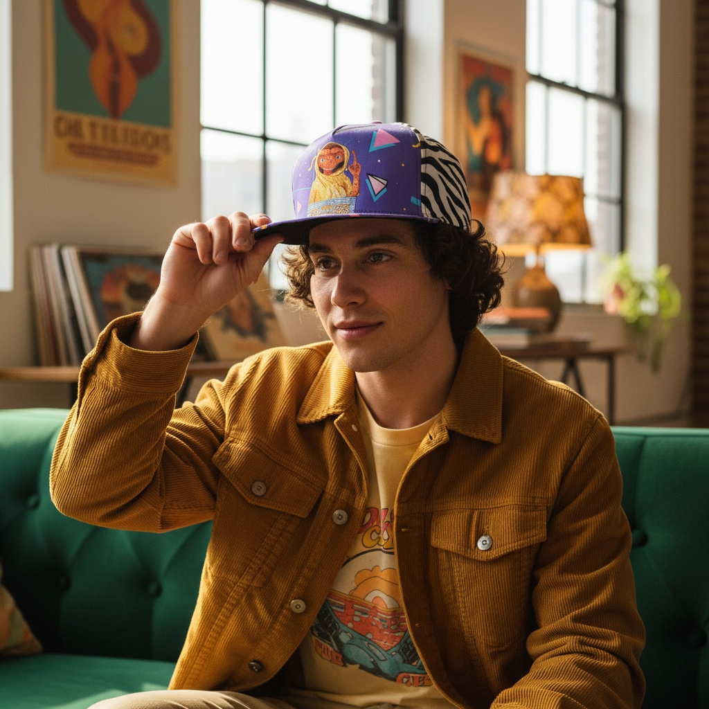 The Ultimate 80s E.T. The Extra-Terrestrial Purple Zebra Color-Block Baseball Cap