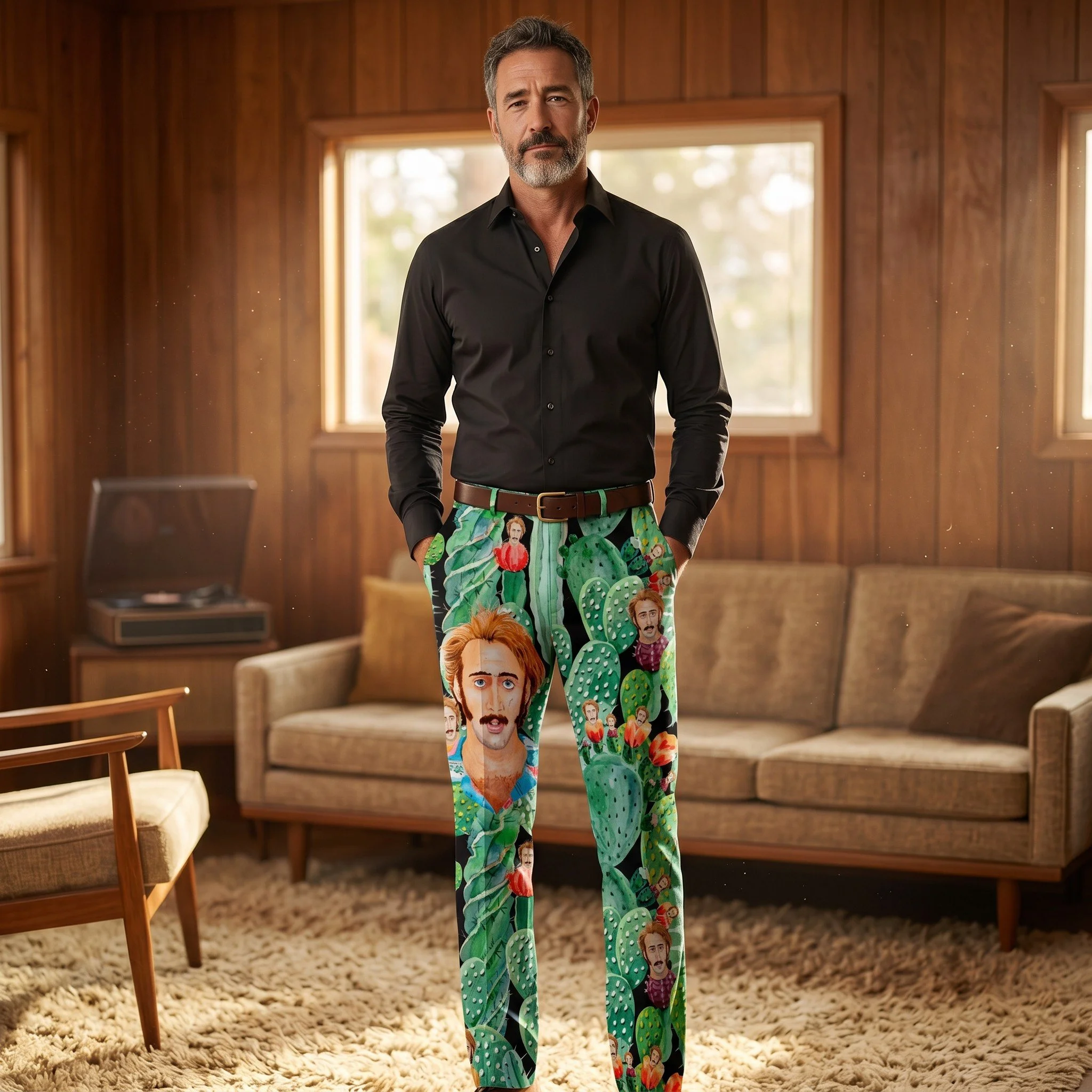Nicolas Cage “Raising Arizona” Cactus Acid Trip Men’s Dress Pants