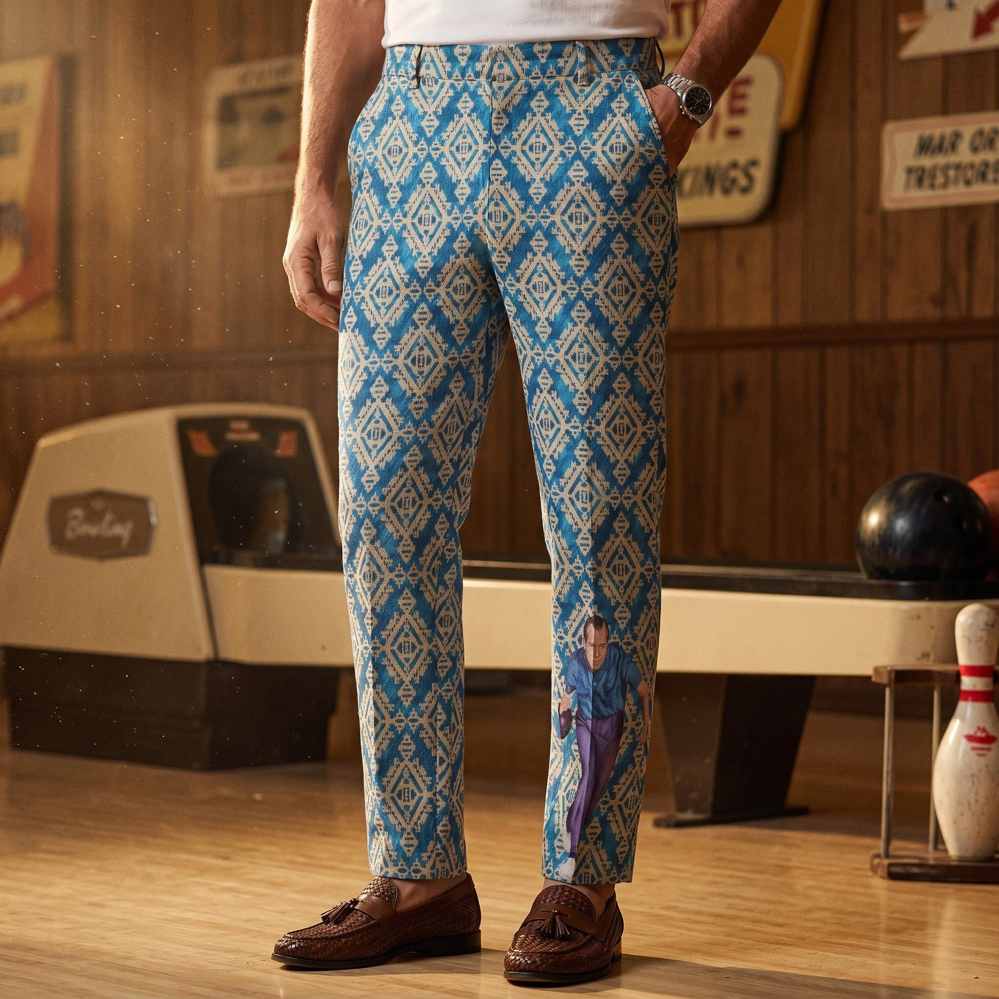 Richard Nixon Bowling Presidential Retro Dress Pants