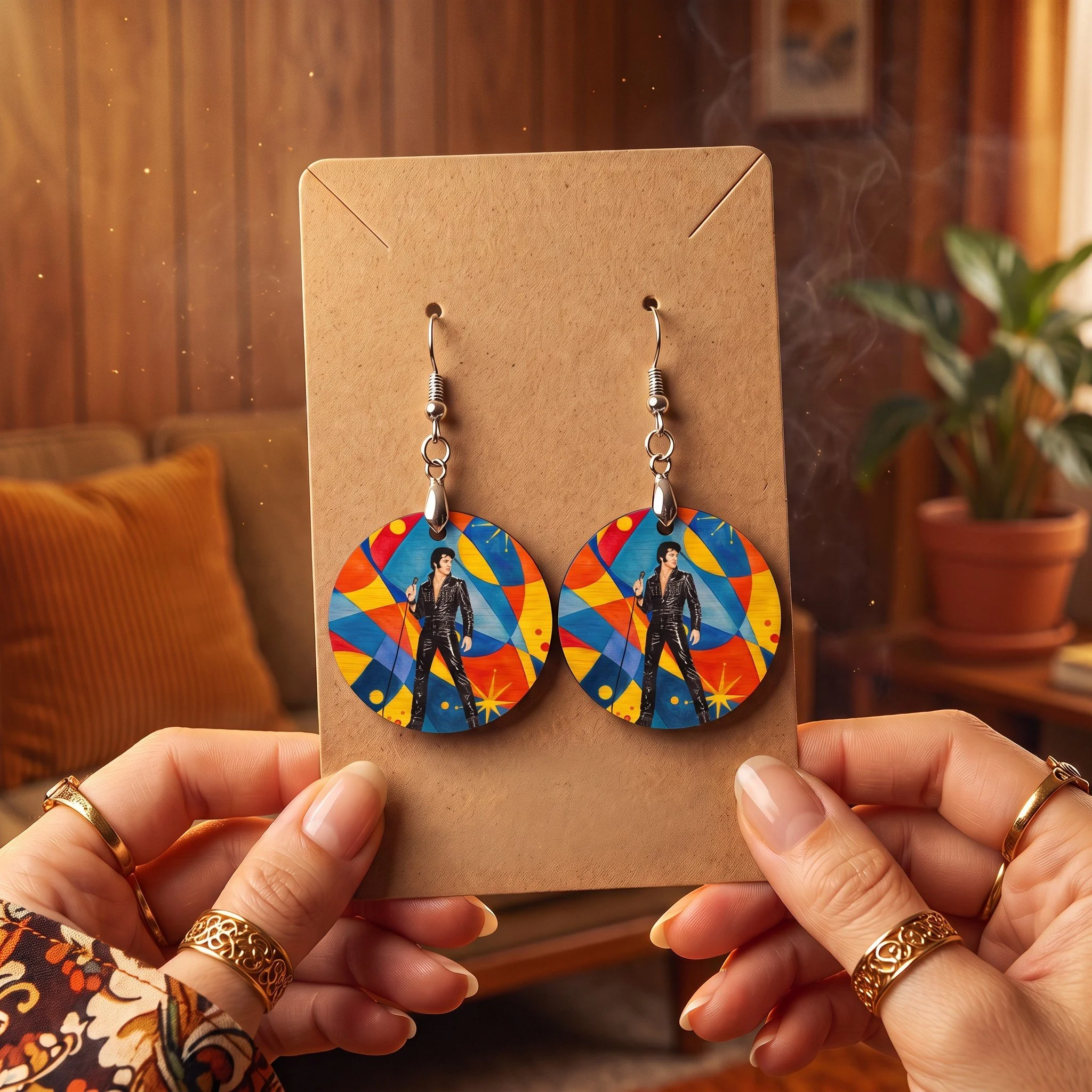 Elvis Presley 1968 Comeback Special Wooden Earrings