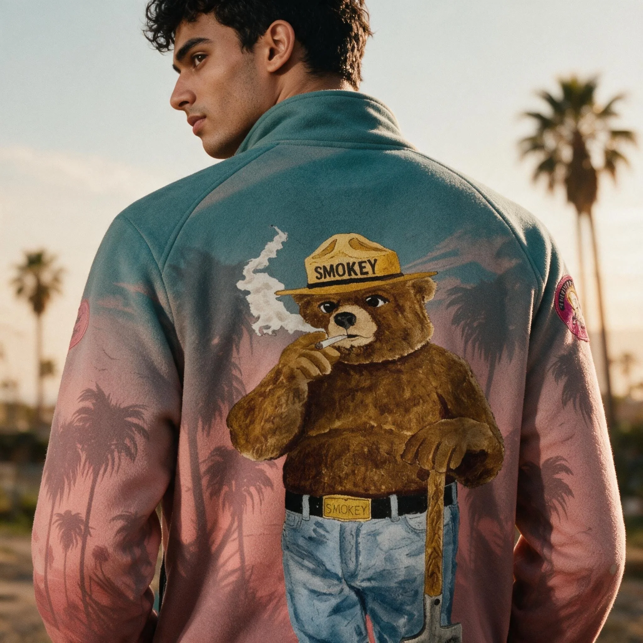 Smokey the Bear Tropical Sunset Fleece Jacket