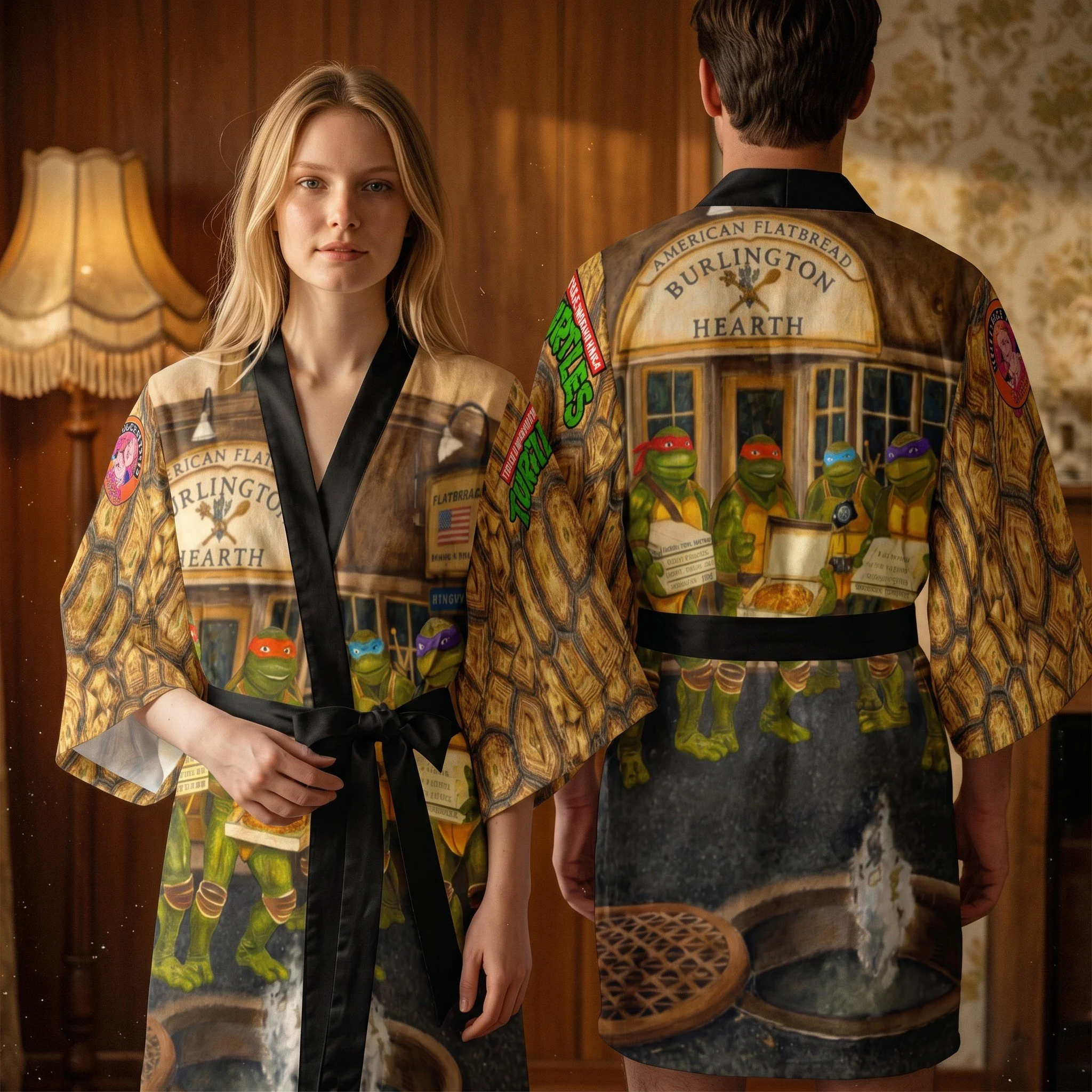 Teenage Mutant Ninja Turtles Visit American Flatbread Kimono Robe