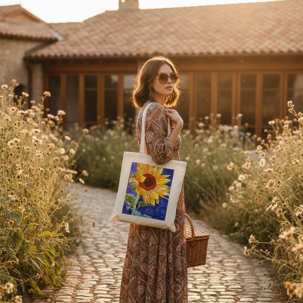 Sunflower Natural Cotton Tote Bag