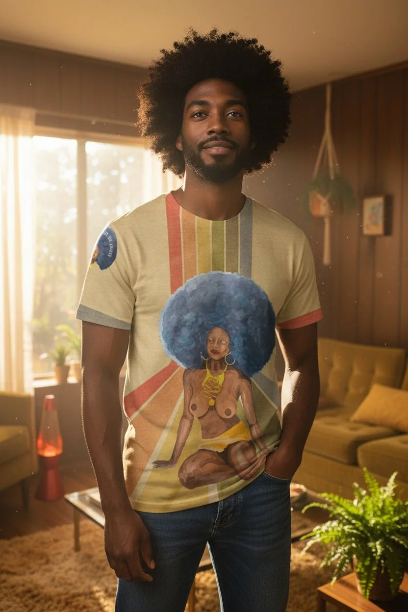 Supernatural Dream Afro Queen Retro Rainbow 100% Cotton Tee