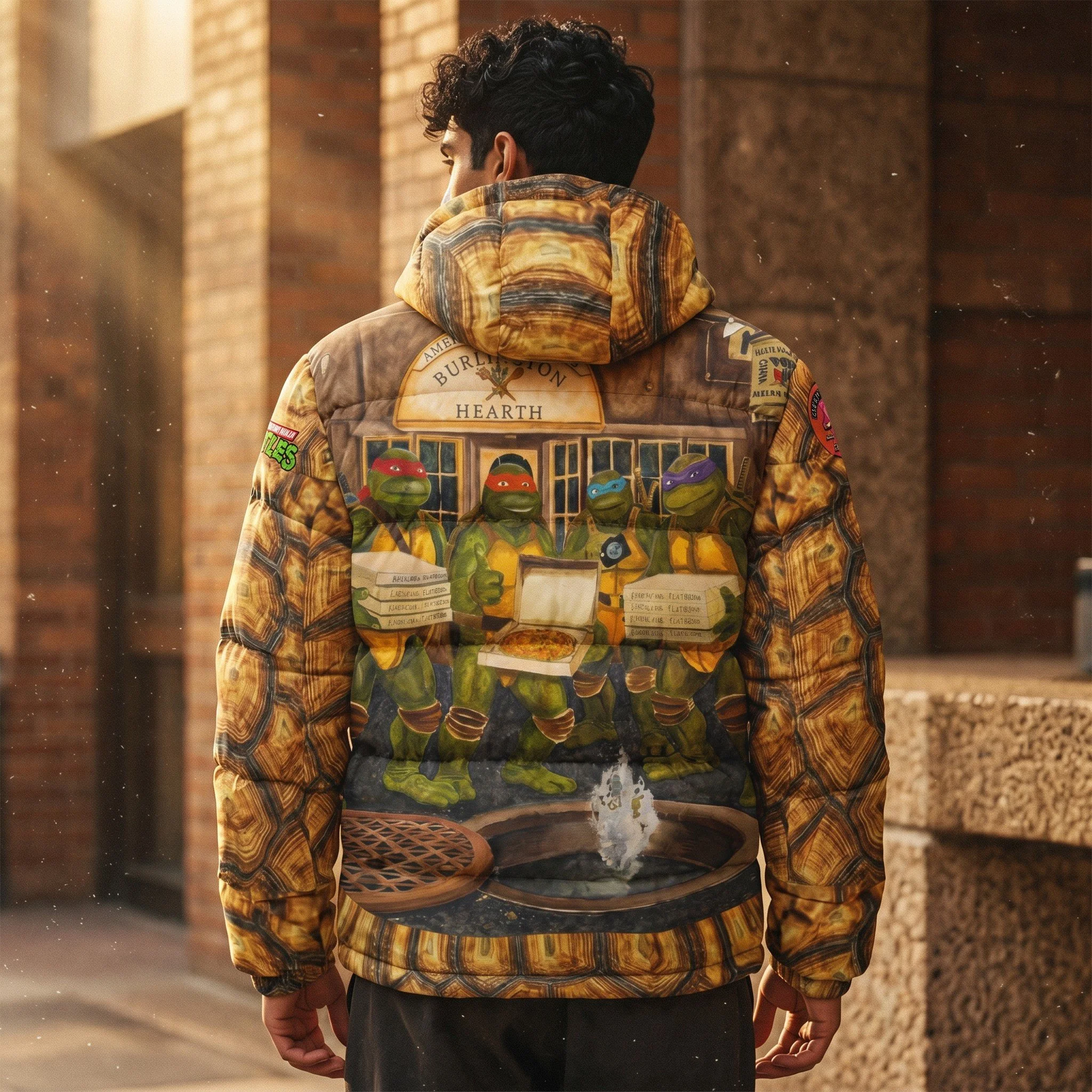 Teenage Mutant Ninja Turtles Visit American Flatbread Hooded Puffer Jacket