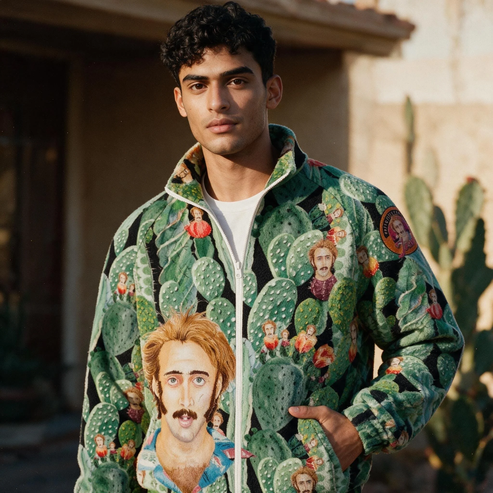 Nicolas Cage Cactus Acid Trip Full-Zip Fleece Jacket