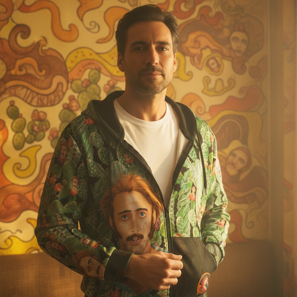 Nicolas Cage “Raising Arizona” Cactus Acid Trip Full Zip Shark Hoodie