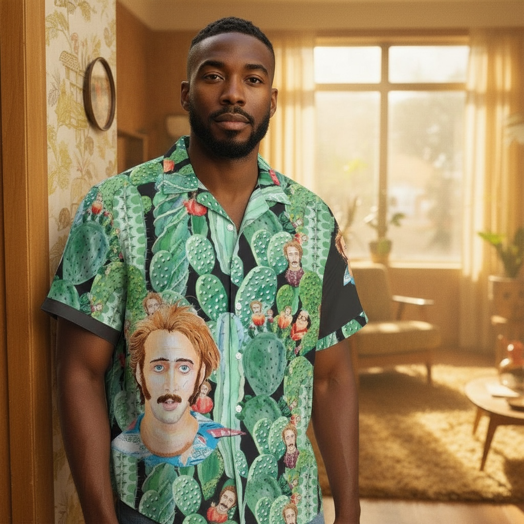 Nicolas Cage "Raising Arizona" Cactus Acid Trip Hawaiian Shirt