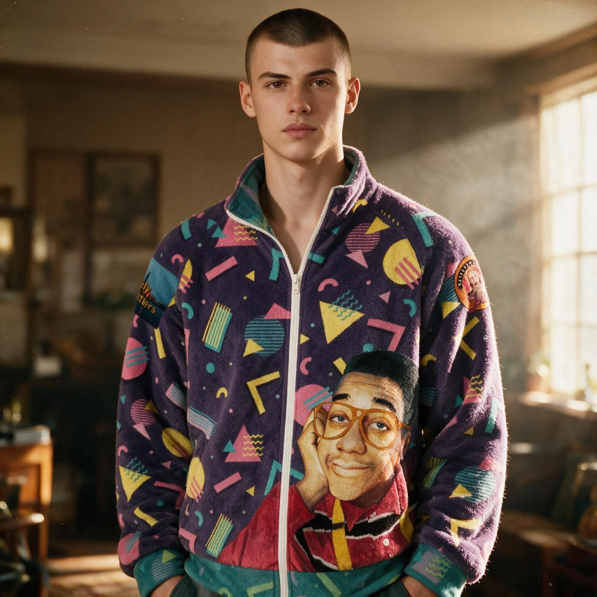 Steve Urkel Retro Purple Full-Zip Fleece Jacket