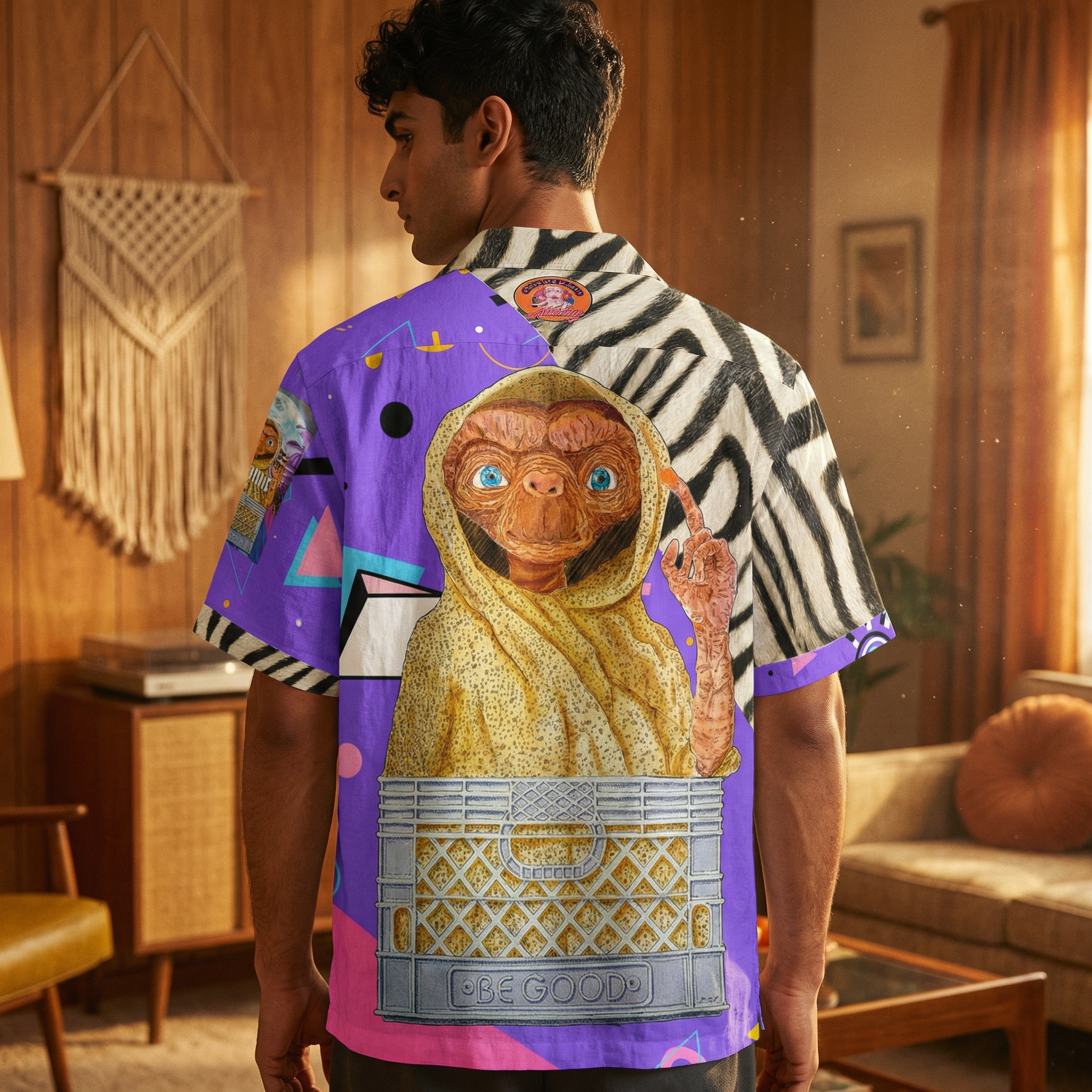 The Ultimate 80s E.T. “Be Good” Retro Zebra Hawaiian Shirt