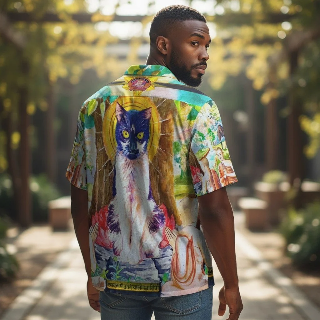Zen Cat Paradise Wearable Watercolor Hawaiian Shirt