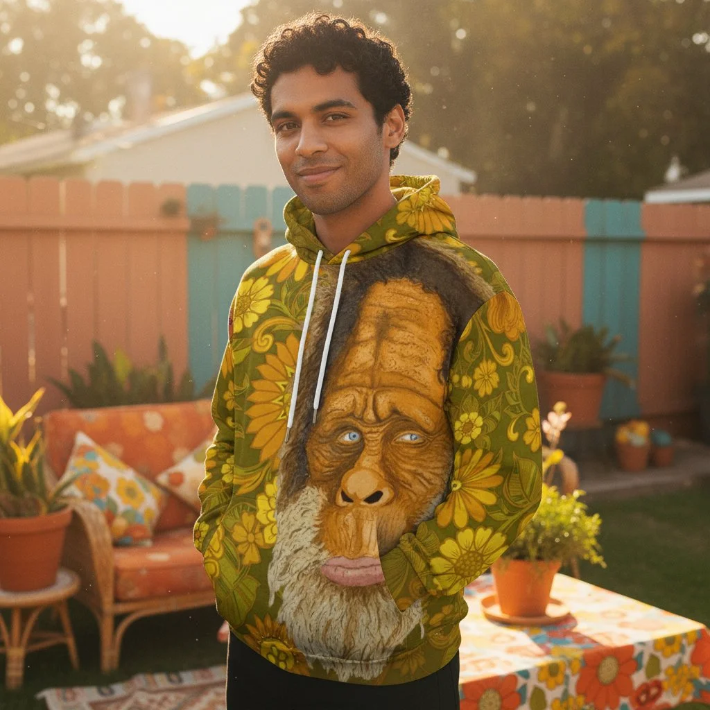 Harry & the Hendersons Vintage-Inspired Floral Lightweight Unisex Hoodie